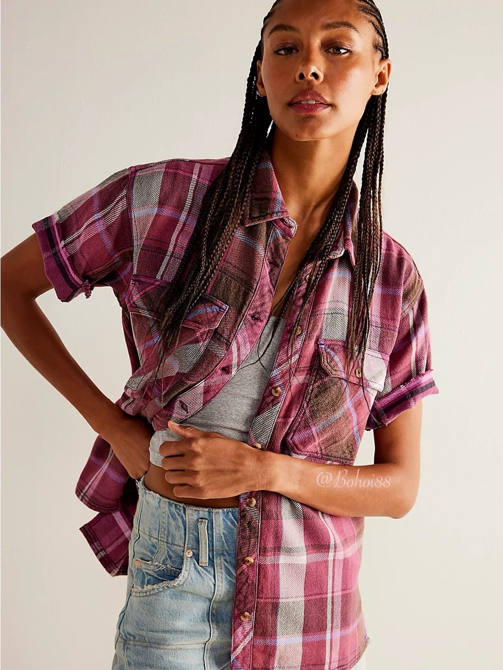 NWT Free People We The Free Vintage Crush Plaid Shirt